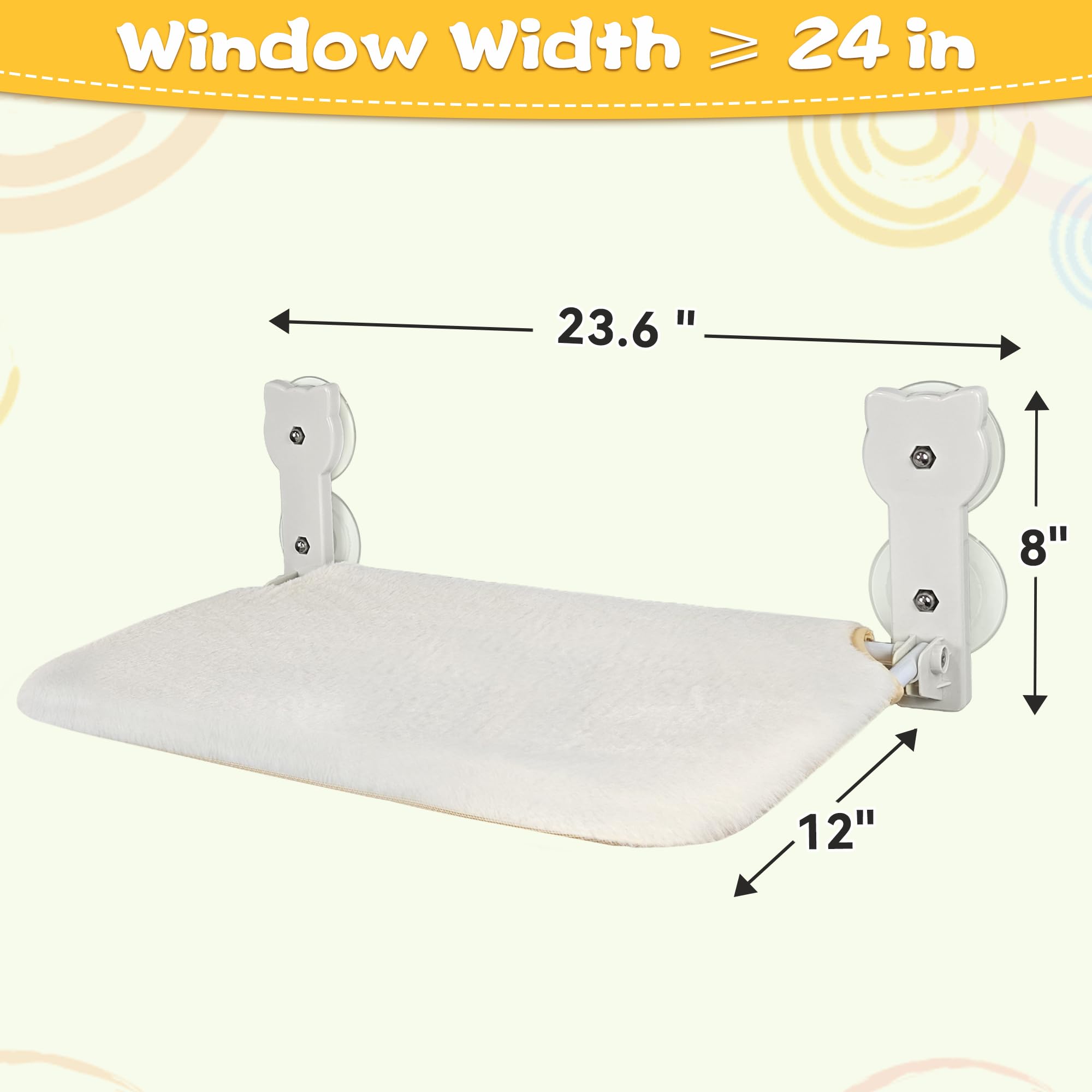 Peyela Cat Window Perch, Cat Window Hammock with Powerful Suction Cup,Sturdy Metal Frame Window Seat for Cats for Kitty,Foldable Reversible Soft Furry Cover Cushion Bed
