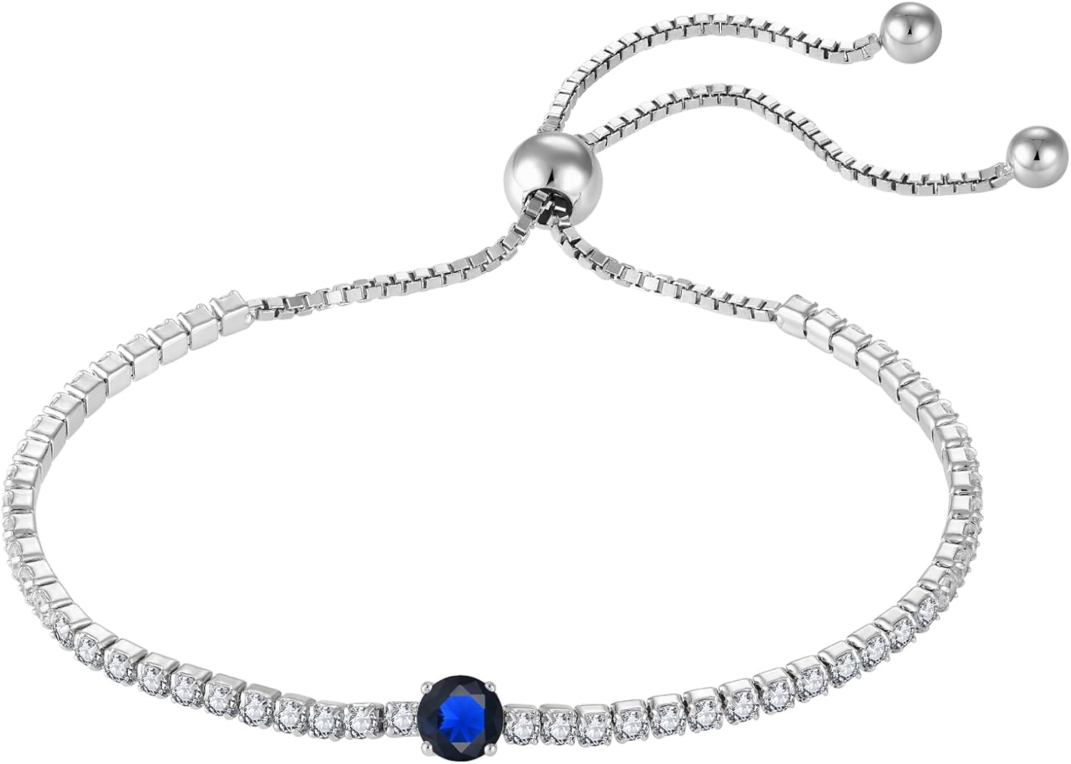 Birthstone Bracelet for Women 925 Sterling Silver Tennis Bracelet Classic Adjustable Chain Jewelry Anniversary Birthday Gifts for Women Mom Wife Her