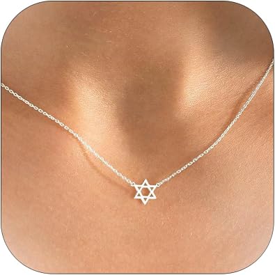 Gold Choker Necklace for Women Star of David Necklace Dainty Lucky Pendant Jewelry