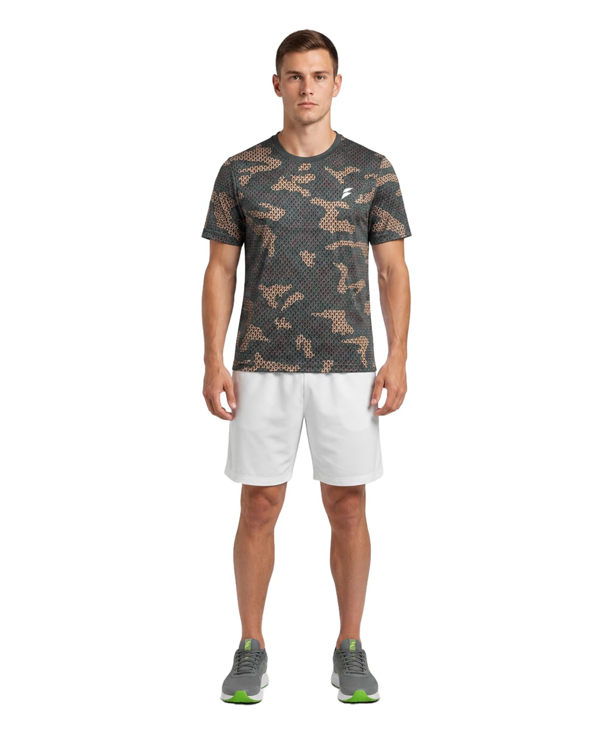 fitkit Branded Sports T-Shirt for Men – Premium Green Military Camo Camoflauge Pattern Printed Round Neck Half Sleeve Gym & Workout Wear-picture-19