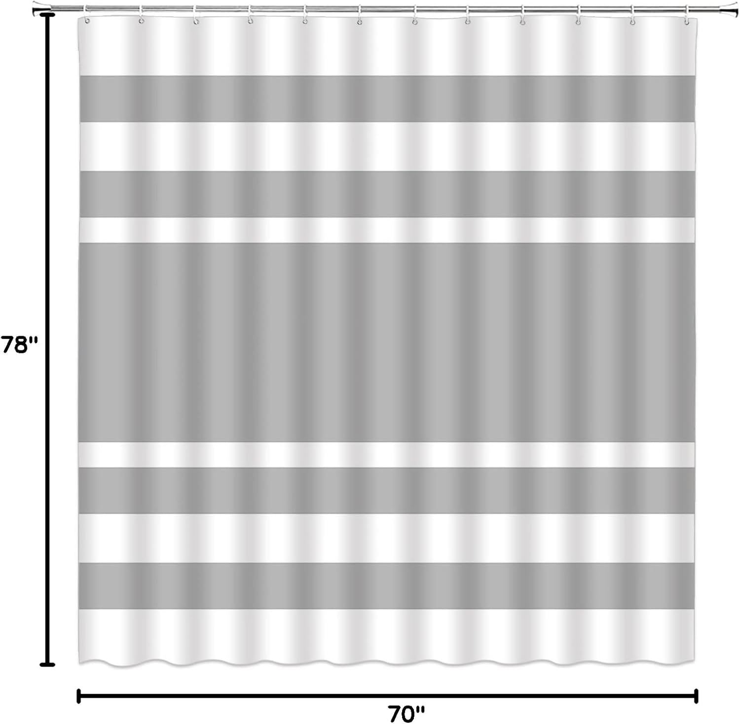 Striped Shower Curtain Black and White Stripes Modern Simple Boho Fabric Bathroom Curtains Decor Set with Hook(78" Wx70 H)