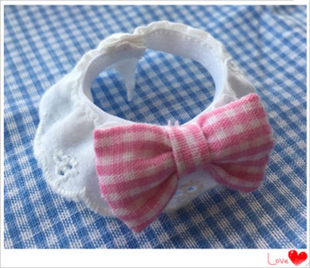 Lizard Bearded Dragons Stretchy Pink White Plaid Bowtie with Elastic Lace Decor Handmade Bowknot Collar Bandanas Costume Reptile Apparel Photo Gift Lizard Clothes Accessories for Bearded Dragon