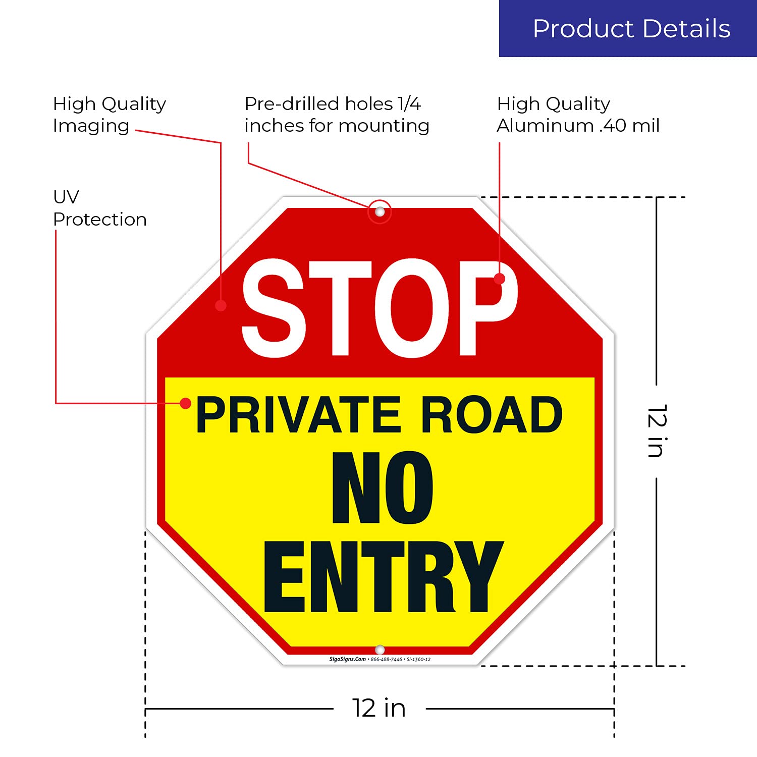 STOP アルミサイン Stop Parking Lot Closed Sign, 12x12 Inches, Rust Free .040