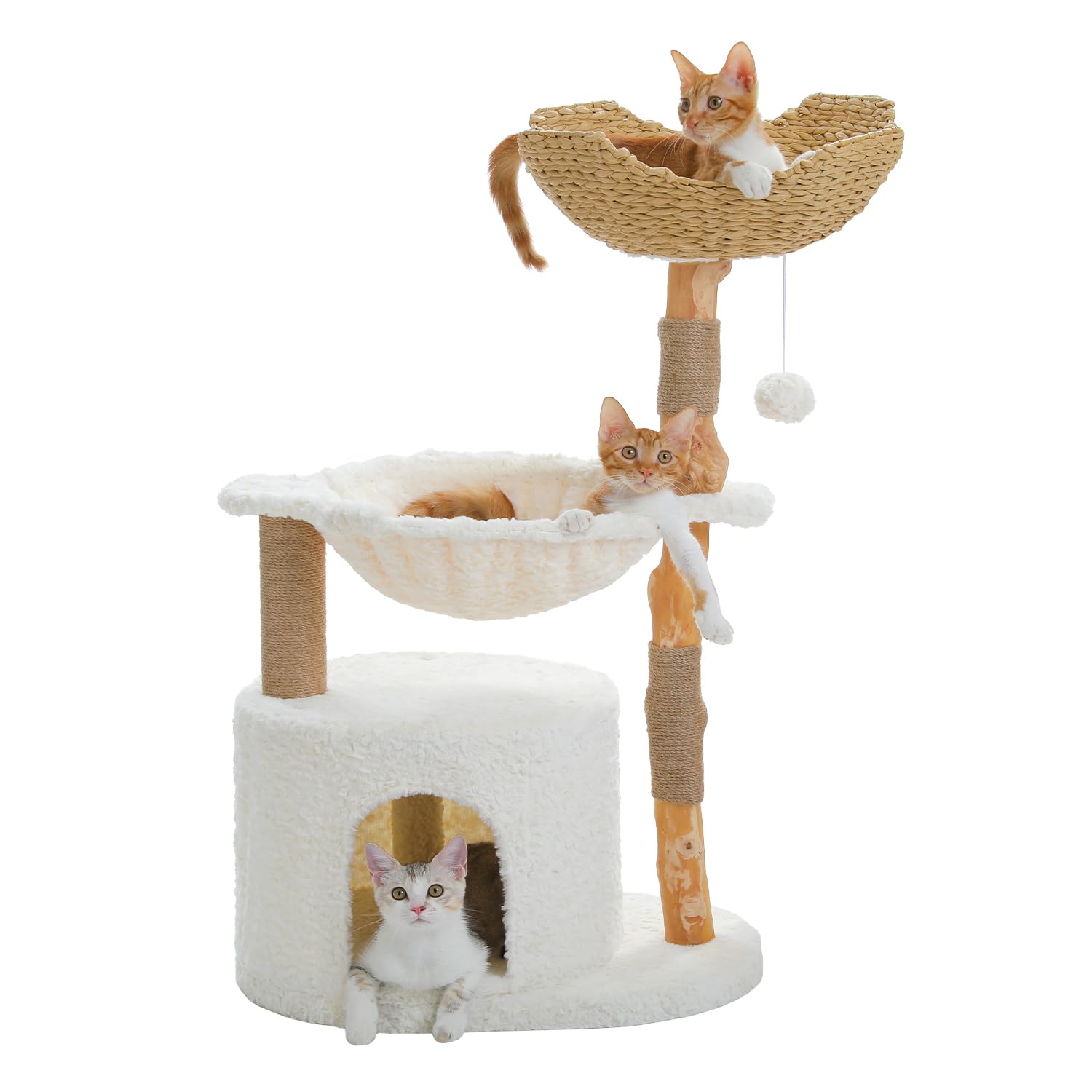 PETEPELA Katzenkratzbaum 48,3 Cm – Mit Sisal-Kratzpfosten Und Gemütlichem Plüsch-Bett Für Kleine Katzen