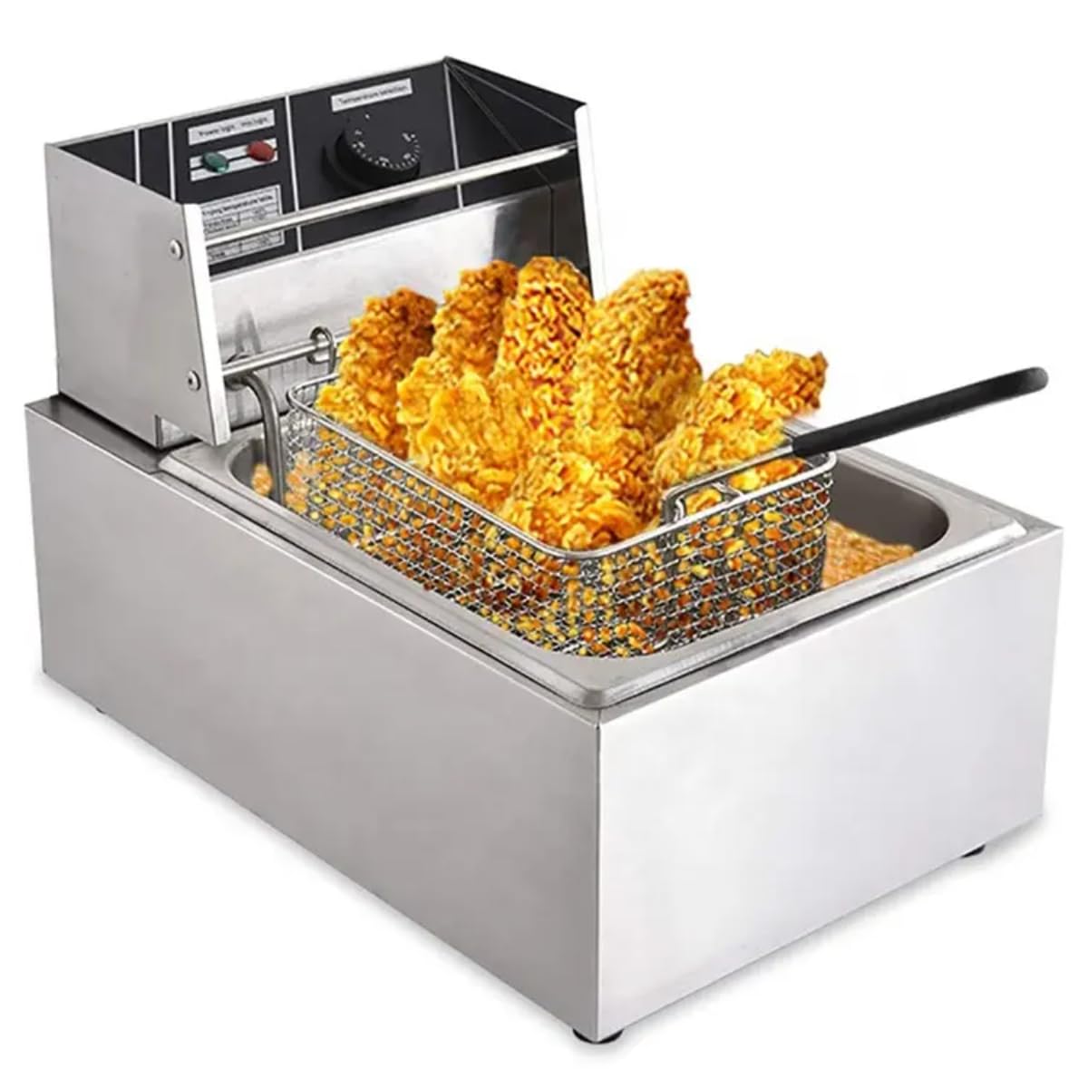 6.0 L Electric Fryer, 2500W Deep Fat Fryer with Frying Basket, Stainless Steel Countertop Fryer, Adjustable Temperature, Used in Restaurants, Fast Food Restaurants, French Fries Donuts