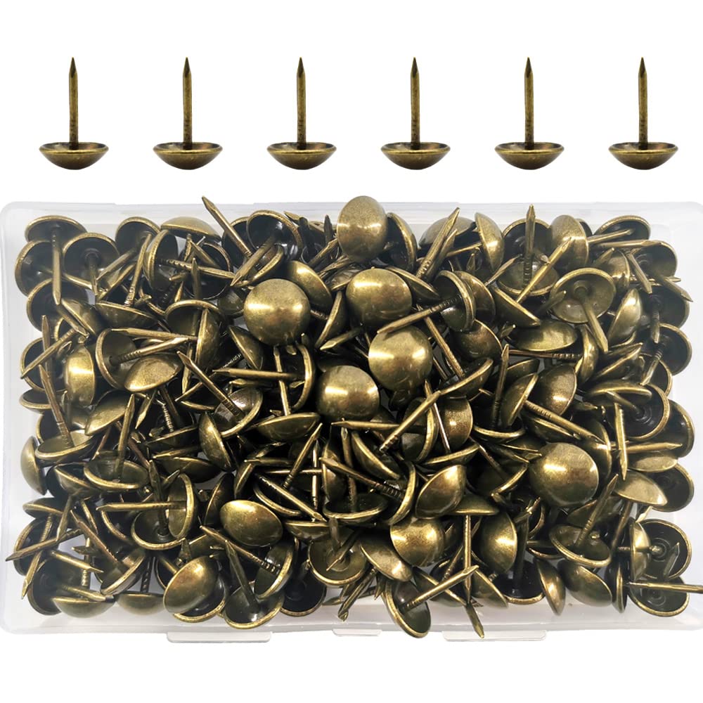 Ruidee Gold 200 Pcs Antique Upholstery Tacks, Furniture Decorative Thumbtacks, Push Pins (Std/Bronze)