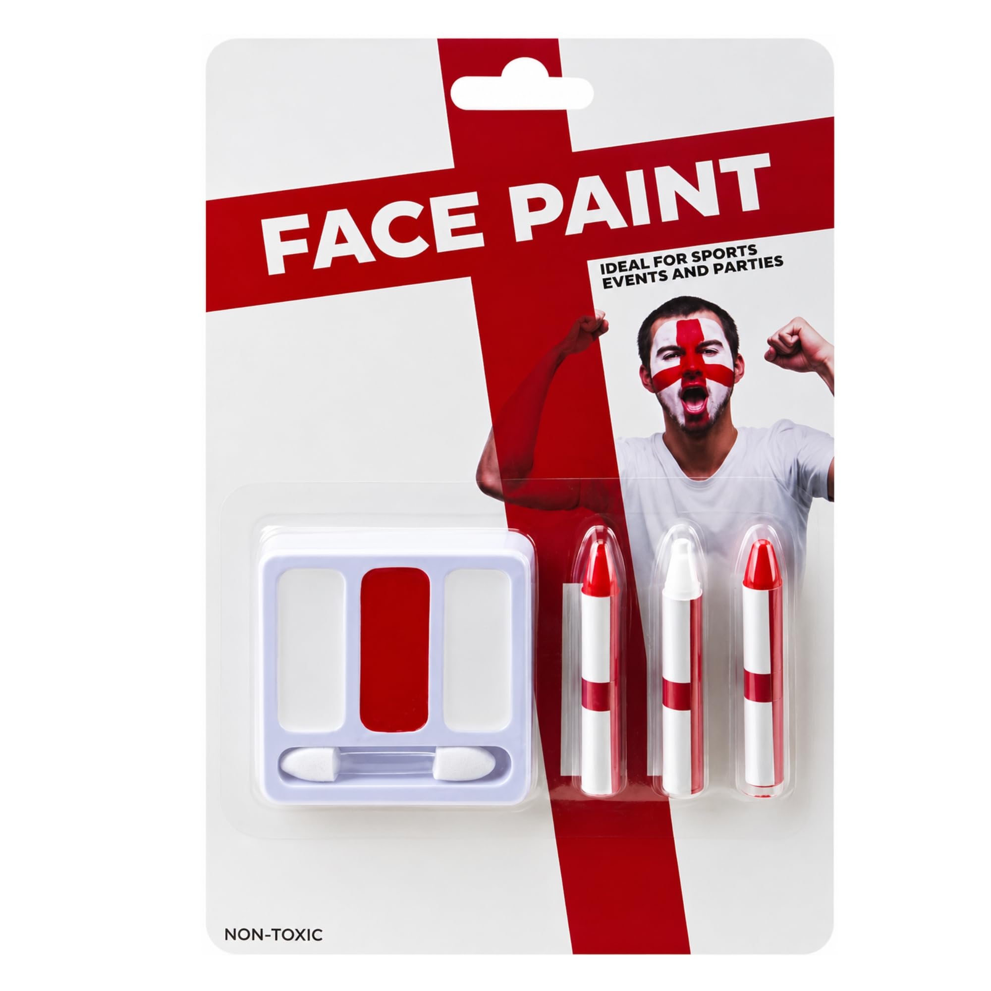 England Red and White Face Paint for FIFA 2026 World Cup – St George’s Cross Fan Makeup Accessory for Football, Rugby, Cricket, Sports Events and Party Celebrations