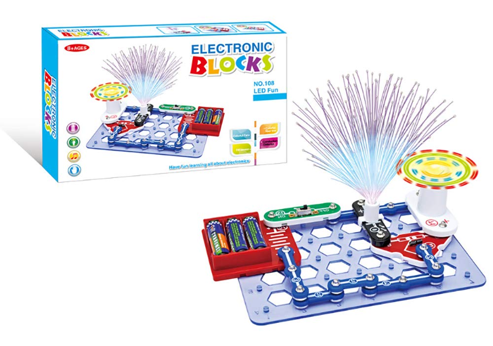 Electrical Circuit STEM Building Block Teaching Electricity Electronics Exploration Kit for Kids 8+ (Colorful LED Lamplight & Tilt Sensor)