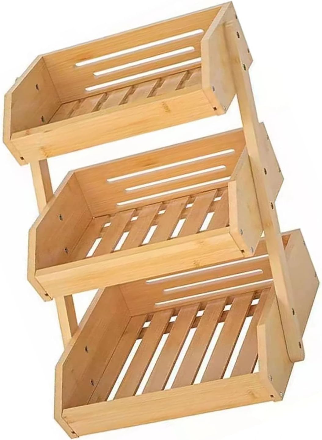 Fruit Basket, 3 Tier Countertop Fruit Basket Wooden Fruit Stand Storage Holder Vegetable Fruit Bowl Holder Fruit Organizer for Bread Vegetable Fruits