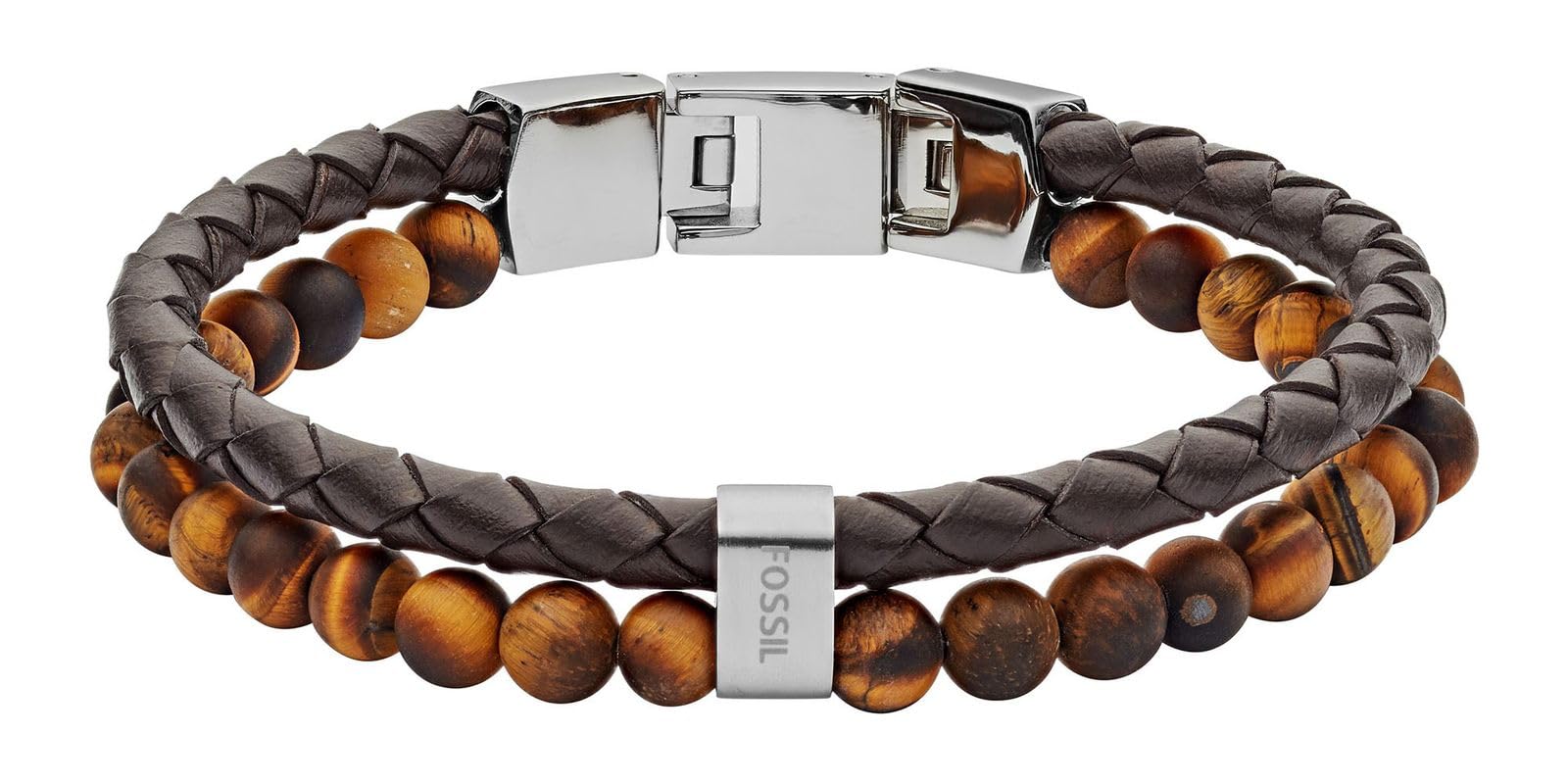 Fossil Vintage Casual Pulsera de cuero o acero para hombre con langosta, hebilla o cierre desplegable