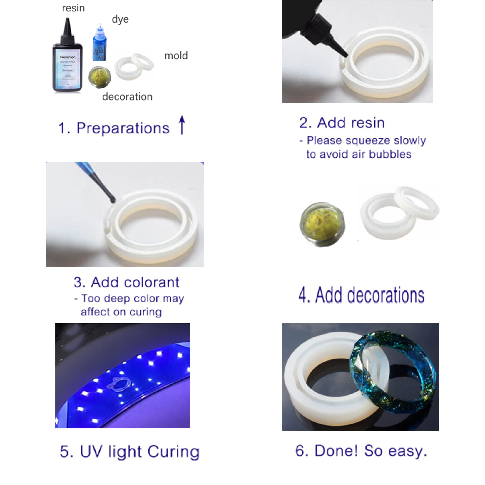 Buy UV Resin Lamp Included5X100ML Upgrade I Minute Quick Cure! Hard