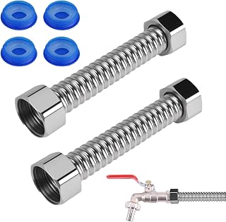 2 mangueras Flexibles de Acero Inoxidable 304 – 10 cm, Conector G1/2" x G1/2", Tubo Trenzado Resistente para grifos, fregaderos, baños y Sanitarios