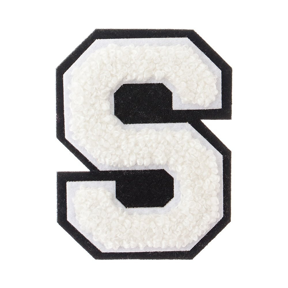 M&J TrimmingM&J Trimming Iron On Letters - Varsity Chenille A-Z Patches - Iron Adhesive or Sew On Appliques - Decorative 2.5" White Letters with Black Border