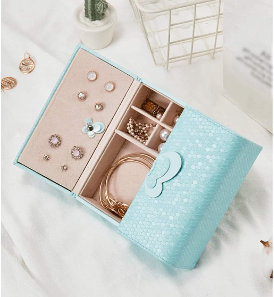 Caja de almacenamiento de joyas con imán de mango de mariposa oculto, organizador de piel sintética de doble apertura para accesorios de dormitorio