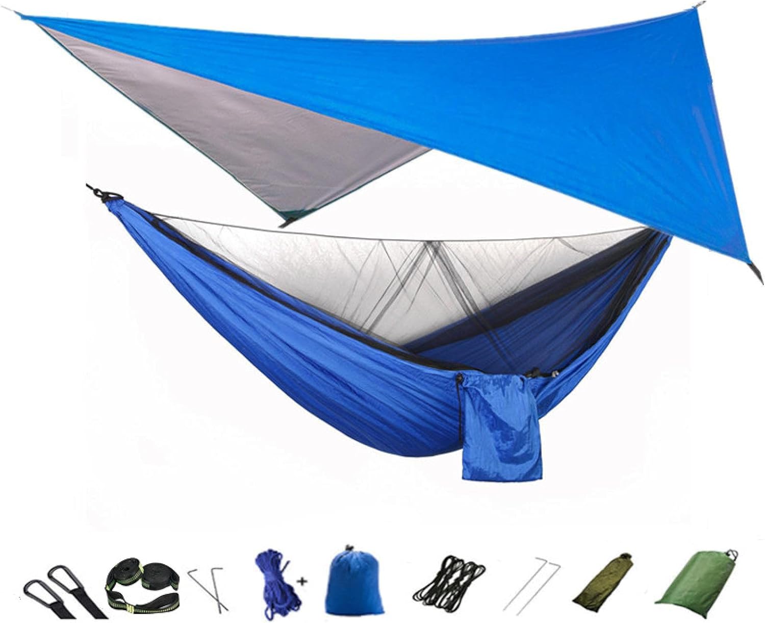 Camping Hammock Net and Hammock Canopy Portable Nylon for Hiking Camping Survival Travel Camoufandlightblue