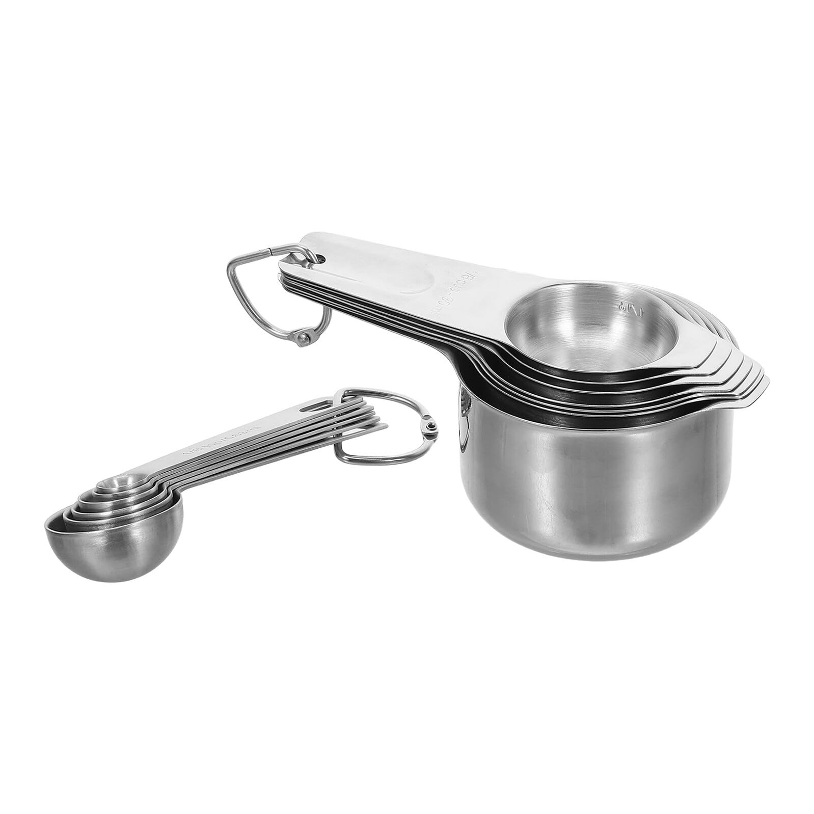 TEHAUX Ensemble de Tasses à Mesurer en Acier Inoxydable 7 Pièces et Cuillères Doseuses 6 Pièces Outils Cuisine et Pâtisserie pour Ingrédients Secs et Liquides Mesure Précise pour