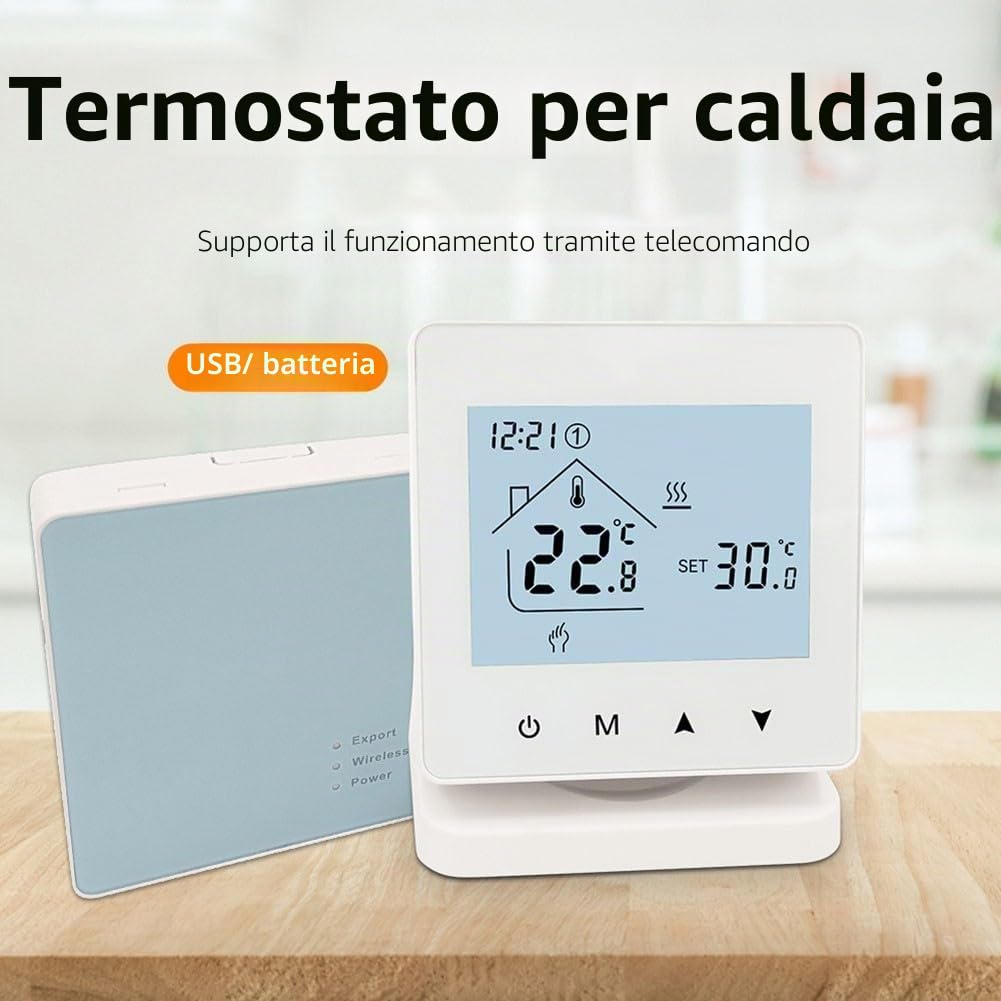 Termostato intelligente programmabile, termostato wireless WIFI per riscaldamento dell'acqua a parete per caldaia termostato regolatore di temperatura (senza Wi-Fi)