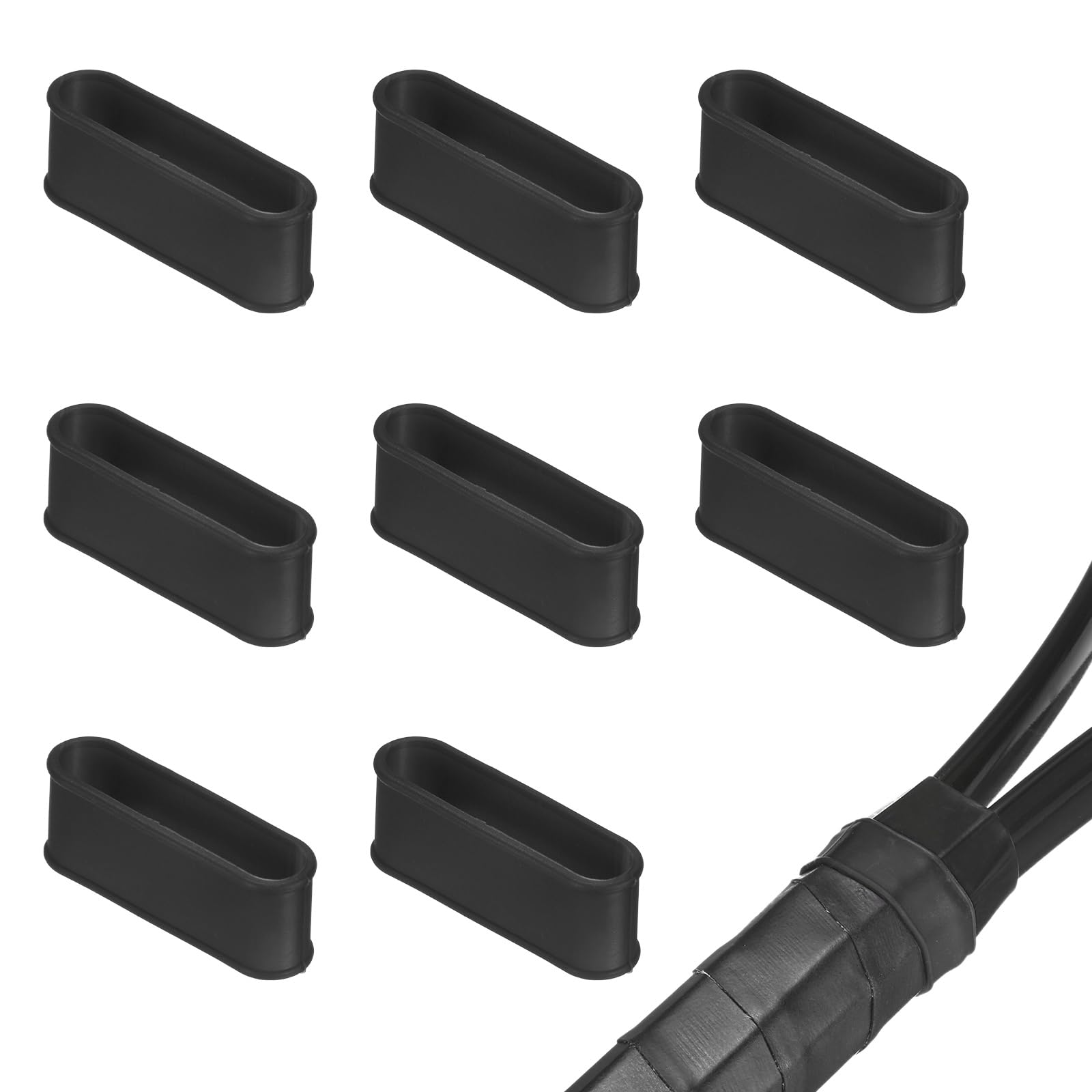 M METERXITY 8-Pack Non-Slip Silicone Rings Absorbent Overgrip, Black