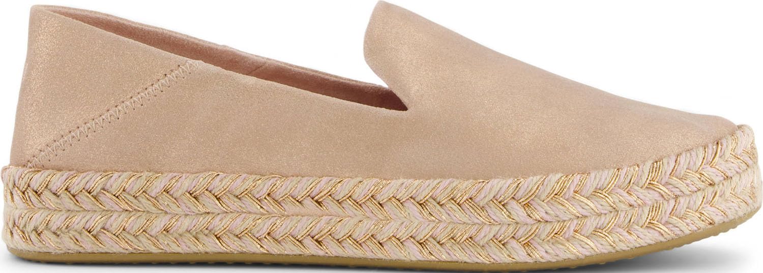 TOMS - Womens Carolina Espadrille, Color Pale Rose Metallic Suede, Size: 6 B(M) US
