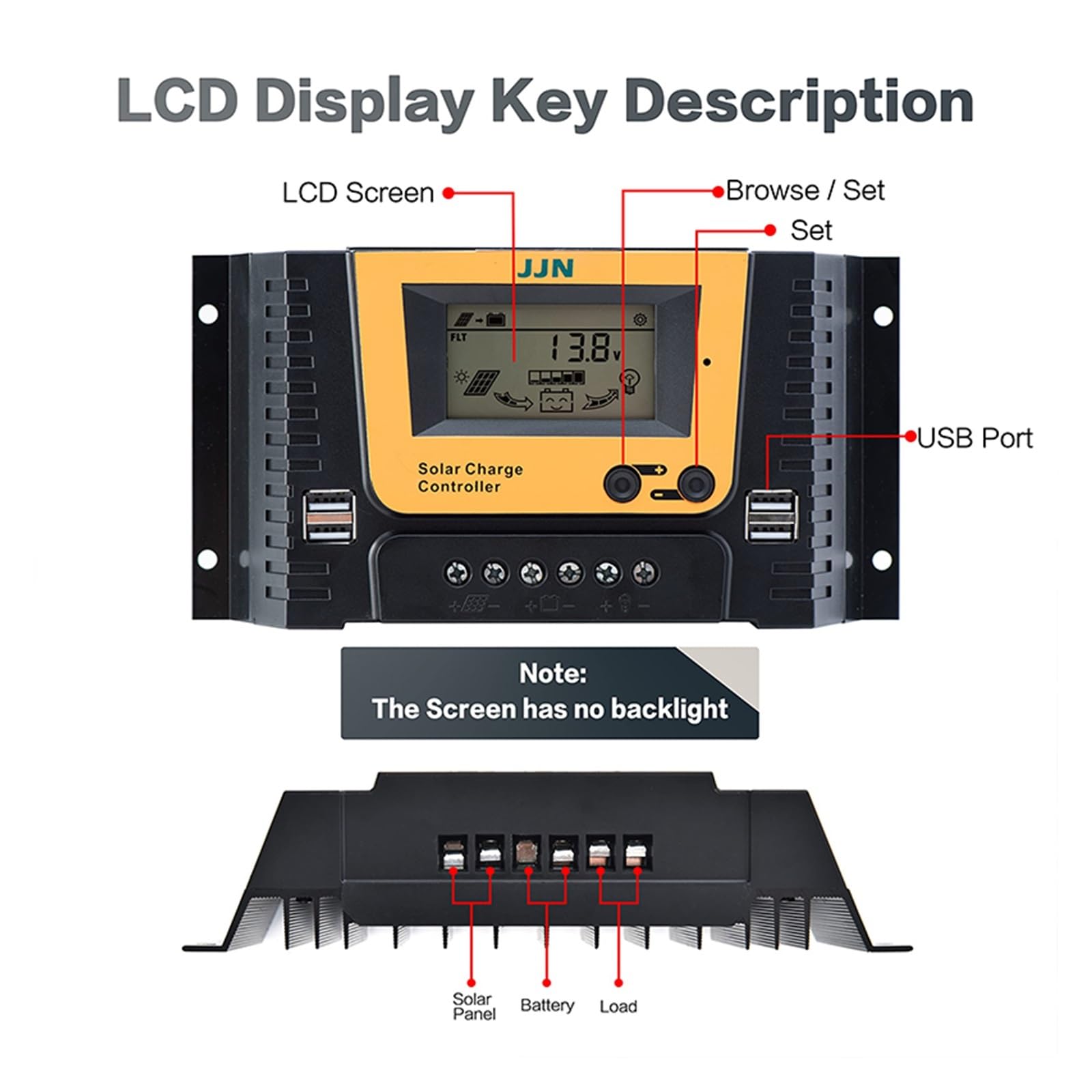 Kontroler Ładowania Słonecznego 12v 24v 48v 10A 50A 80A Słoneczny Regulator Baterii Panelu Podwójny Wyświetlacz LCD USB 5V łAtwy W ObsłUdze(80A)
