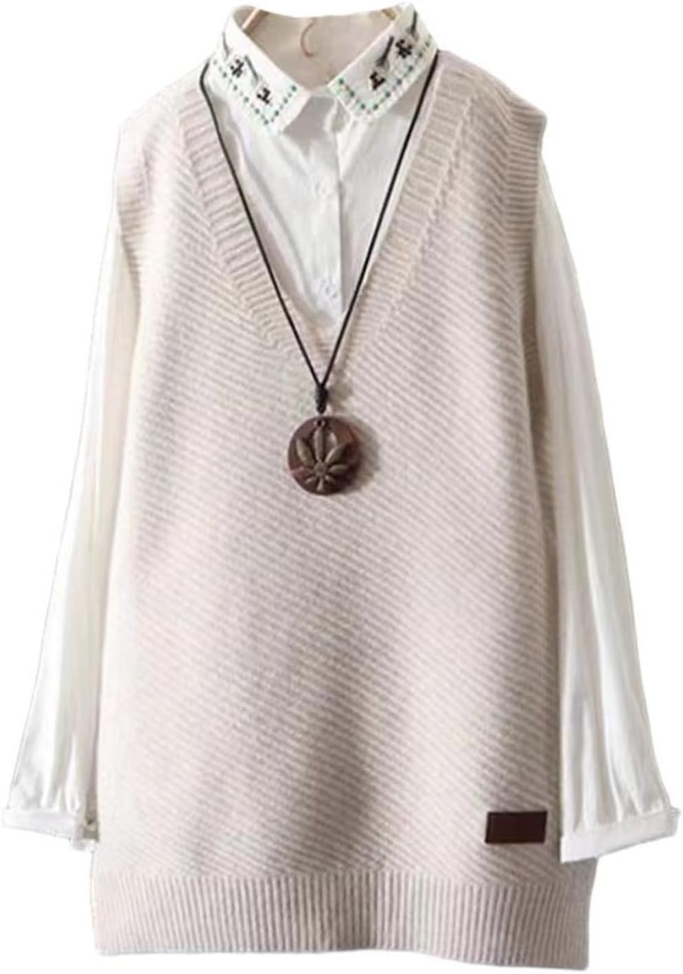 [Monotory] ニットベスト レディース Vネック ノースリーブ 重ね着風 プルオーバー セーターベスト ニットトップス フリ