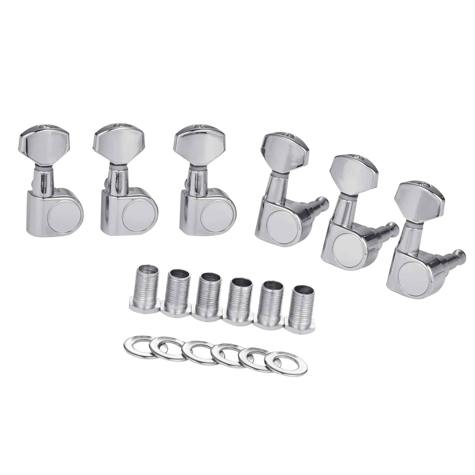 Guitar String Tuning Pegs 6 Inline Guitar 2 Pin Tuners Tuning Keys Pegs Machine Heads(Silver,1)
