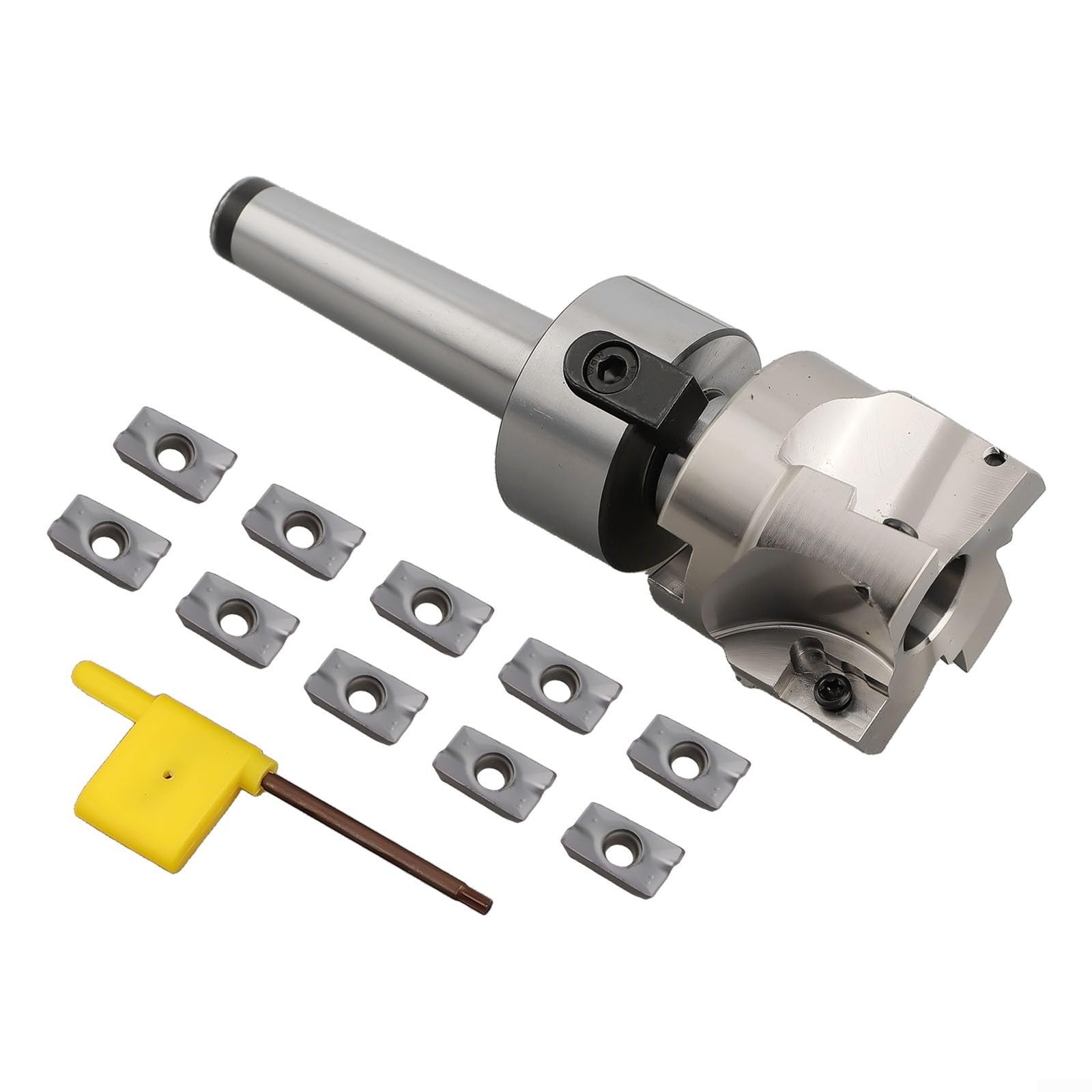 Eawfgtuw Planfräser-Set – 400R 50 mm Planschneidemaschine MT2 für M10 Halterung, 10 Stück AMPT1604 Einsatz und Schraubenschlüssel zum Schneiden von Blechen