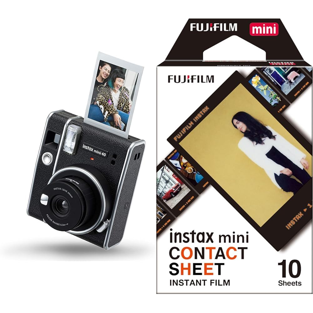 Instax mini 40 instant camera + mini film Contact sheet border, 10 