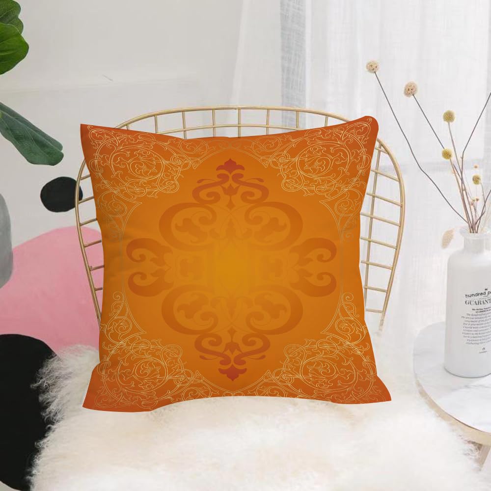 HYMSXW Cushion Cover,Throw Pillow Case Home Decorative for Living Room Bedroom Sofa Chair 20X20 Inch,Fond D'ornement Rond Orange Coloré,Pillowcase 50X50cm