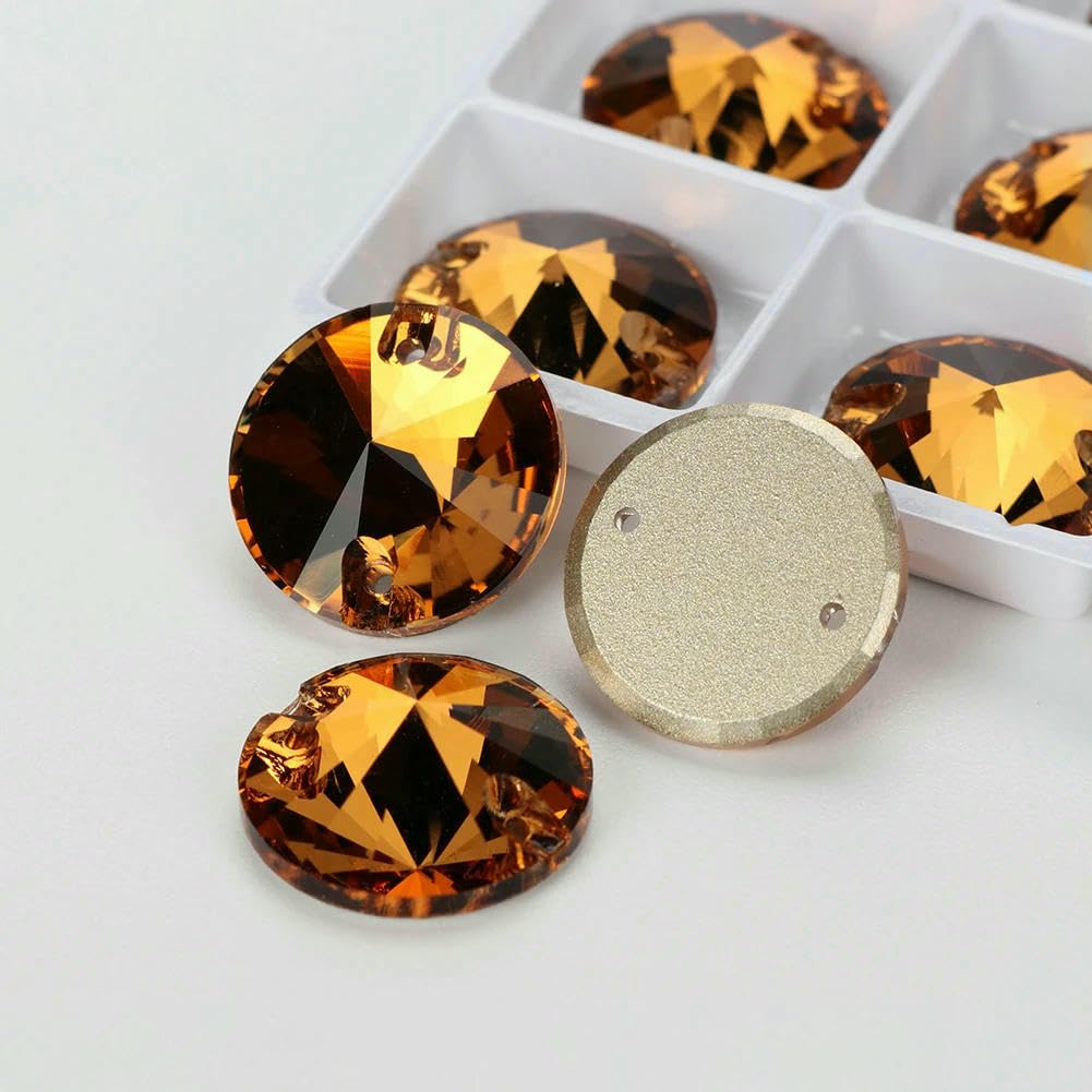 Piedras de cristal de costura con parte trasera plana para coser en prendas, bolsos y ropa - T221 Topacio ahumado claro - 84 piezas de 8 mm