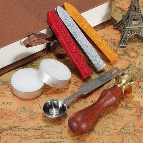 Mnyr Alphabet O Wax Seal Stamp Wood Box Melting Spoon Candles Invitations Gift Cards Stationary Envelope Custom Logo Picture Wax Seal Sealing Stamp Wax Sticks Gift Kit #TOP4