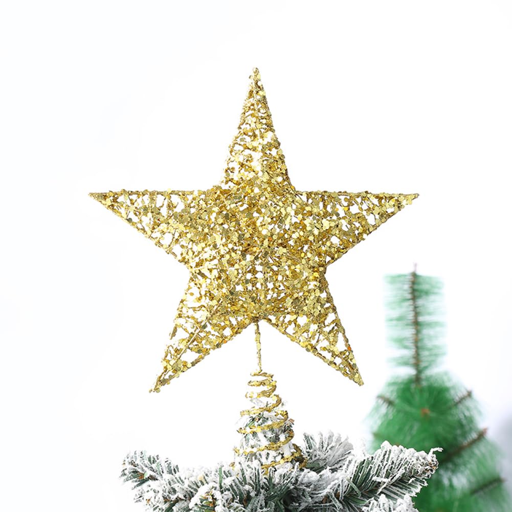 AKOAK Sparkly Mini Hollow Christmas Tree Top Star - Christmas Tree Decoration or Indoor Party Home Decor (Gold, 5.9 inches)