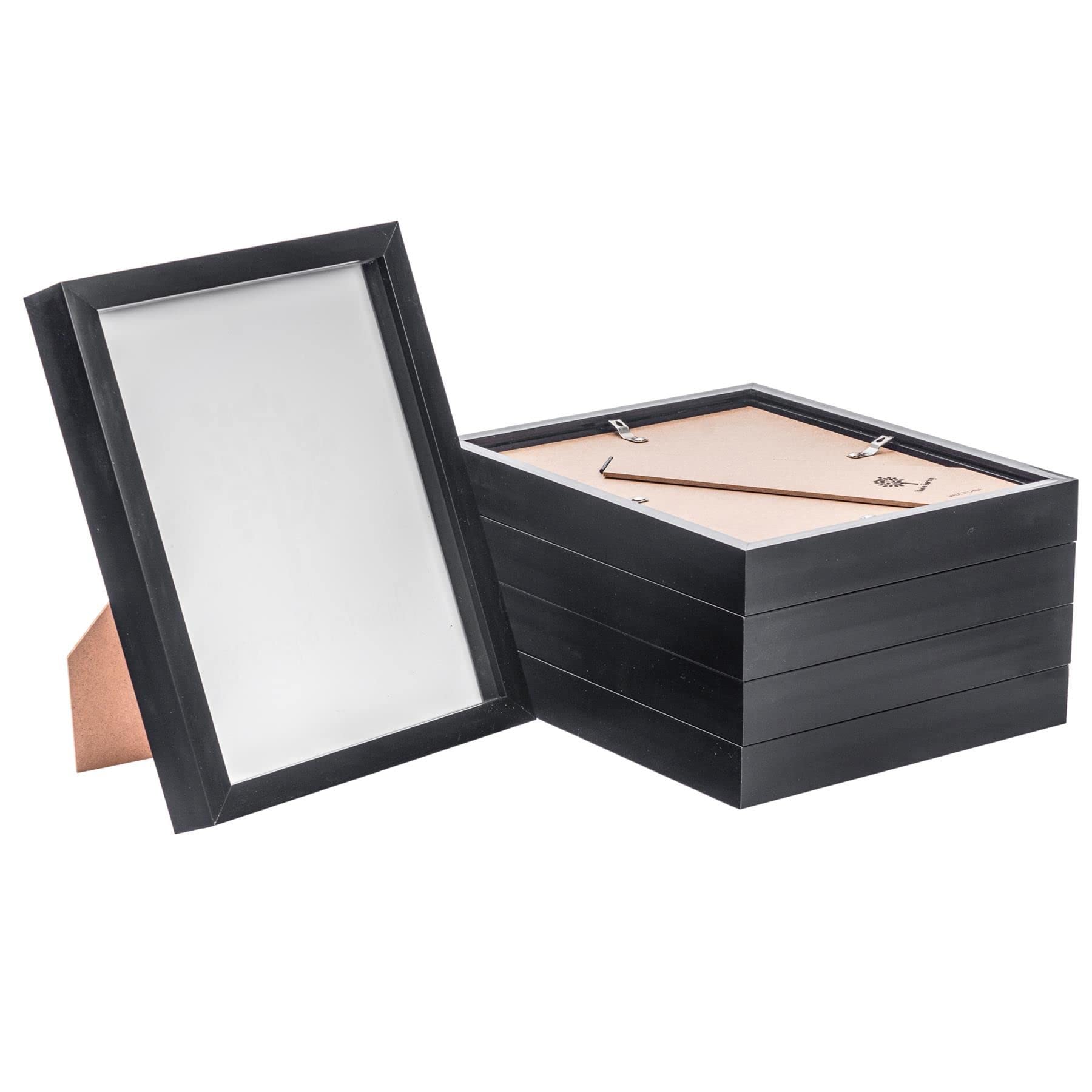 Nicola Spring Black 3D Shadow Box Photo Frames - 8X10 (20X25cm) - Pack Of 5 - 3D Photo Frame Box Picture Frame Box Portrait Display Case For Crafts, Keepsakes, Wedding, Graduation