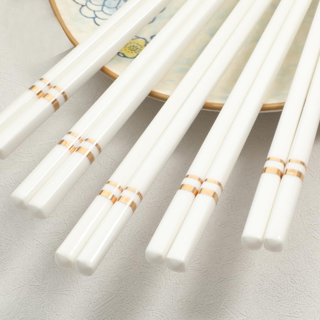 Coffret cadeau de baguettes en porcelaine chinoise, coffret cadeau de baguettes réutilisables lavables au lave-vaisselle avec étui, baguettes en céramique osseuse de haute qualité avec boîte déli