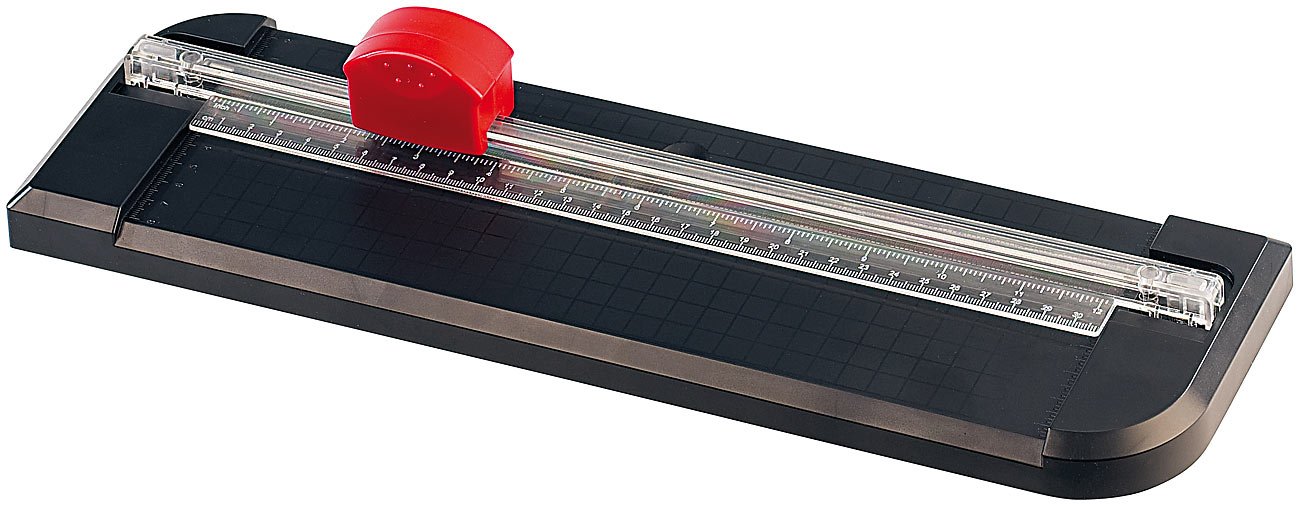 Papierschneider A4: 4er-Set 3in1-Rollen-Schneidemaschinen A4 mit 3 Klingenformen (Papierschneider Rollenschneider, Papier-Schneidebrett)