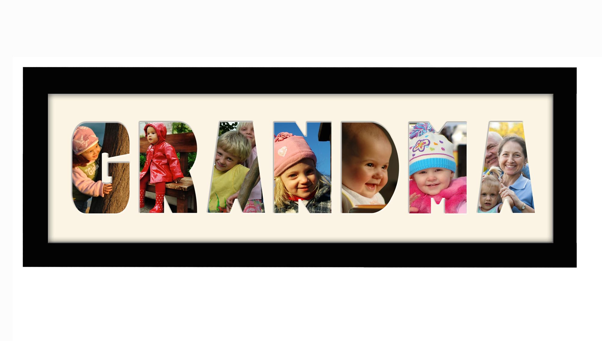 Photos In A Word Black Finish Frame Cream Mount Grandma Photo Frame Letter Word Name Frame Single Mounted 1351A (Black Finish Frame Cream Mount)