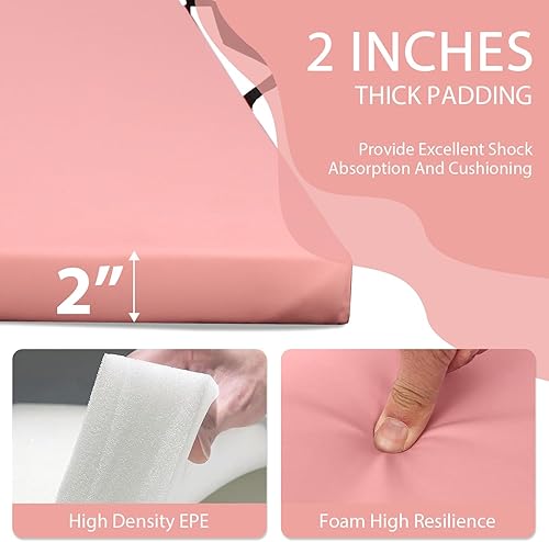 Vista 77 de Colchoneta de gimnasia para acrobacias, plegable, tapete de ejercicio para niños, adultos, tapete de yoga de piel sintética con asas de transporte