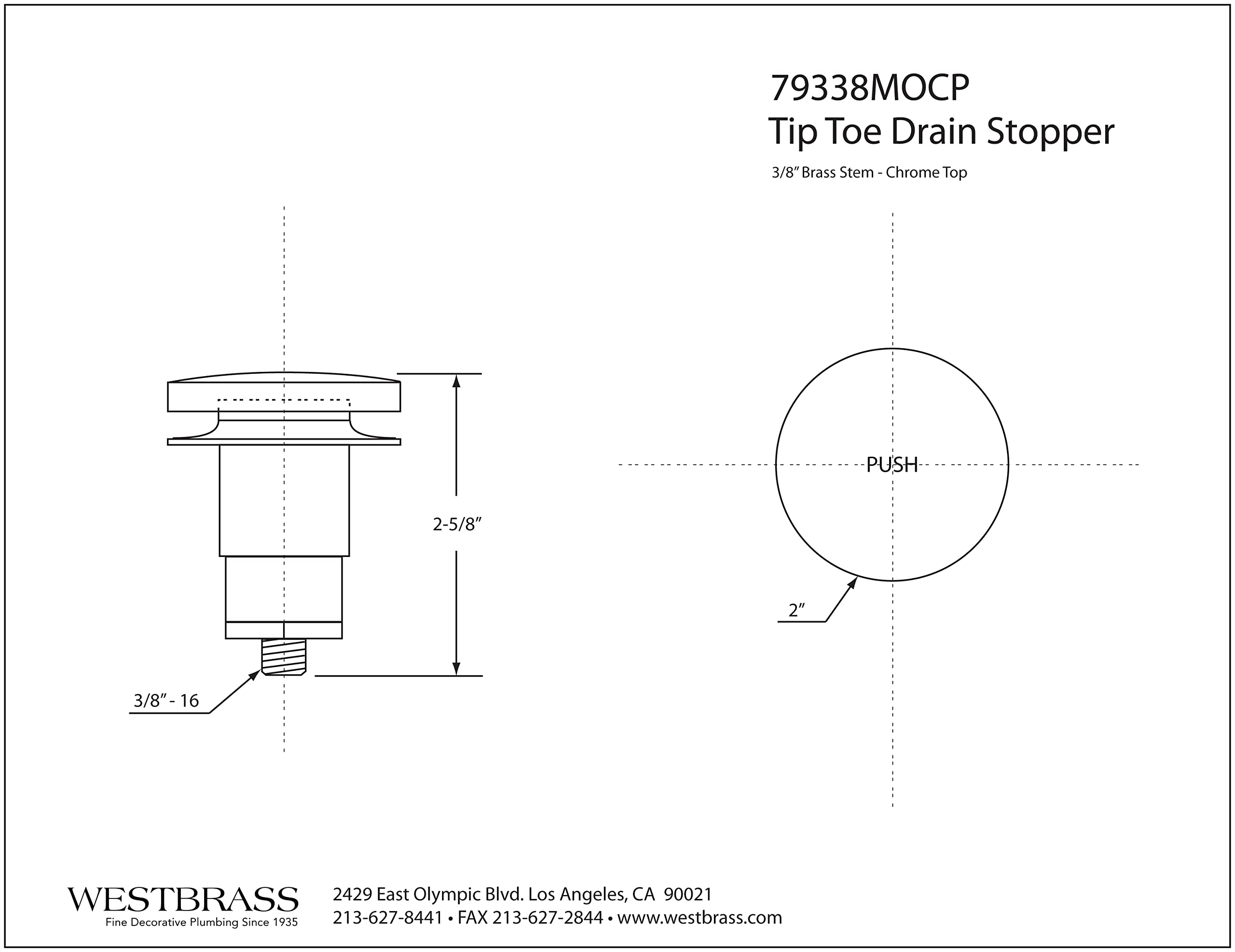 Amazon | Westbrass 79338MOCP-100 交換用チップトゥ バスタブ排水