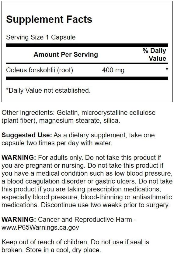 Miniatura 2 de Swanson Full Spectrum Coleus Forskohlii 400 miligramos 60 Cápsulas
