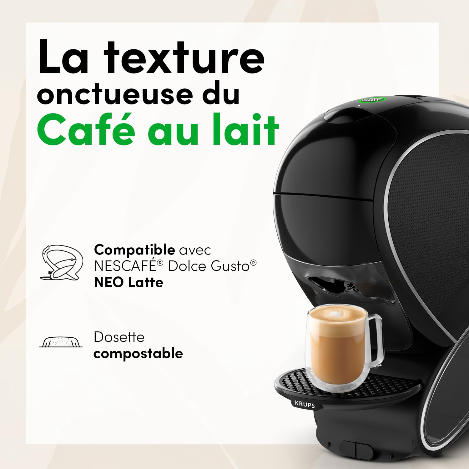 NEO Café au Lait - 60 Dosettes de café (5 boîtes de 12 dosettes) Compatibles uniquement avec les machines à café NESCAFÉ® Dolce Gusto® NEO