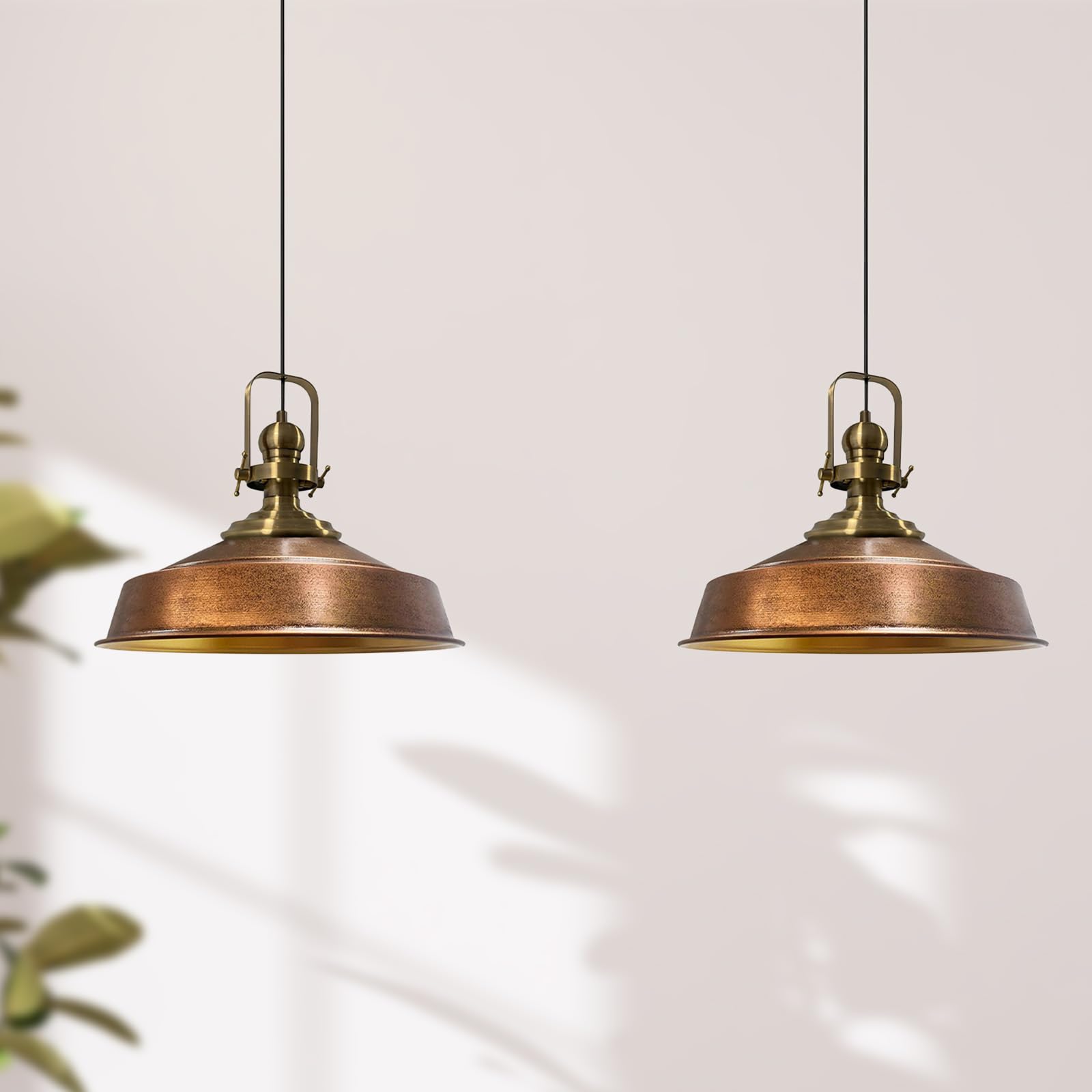 Bamyum Copper X2 Asletl Vintage Metal Pendant Light Set Of 2, Lamp Shades, Kitchen & Industrial, Copper E27 Fitting For Living Room