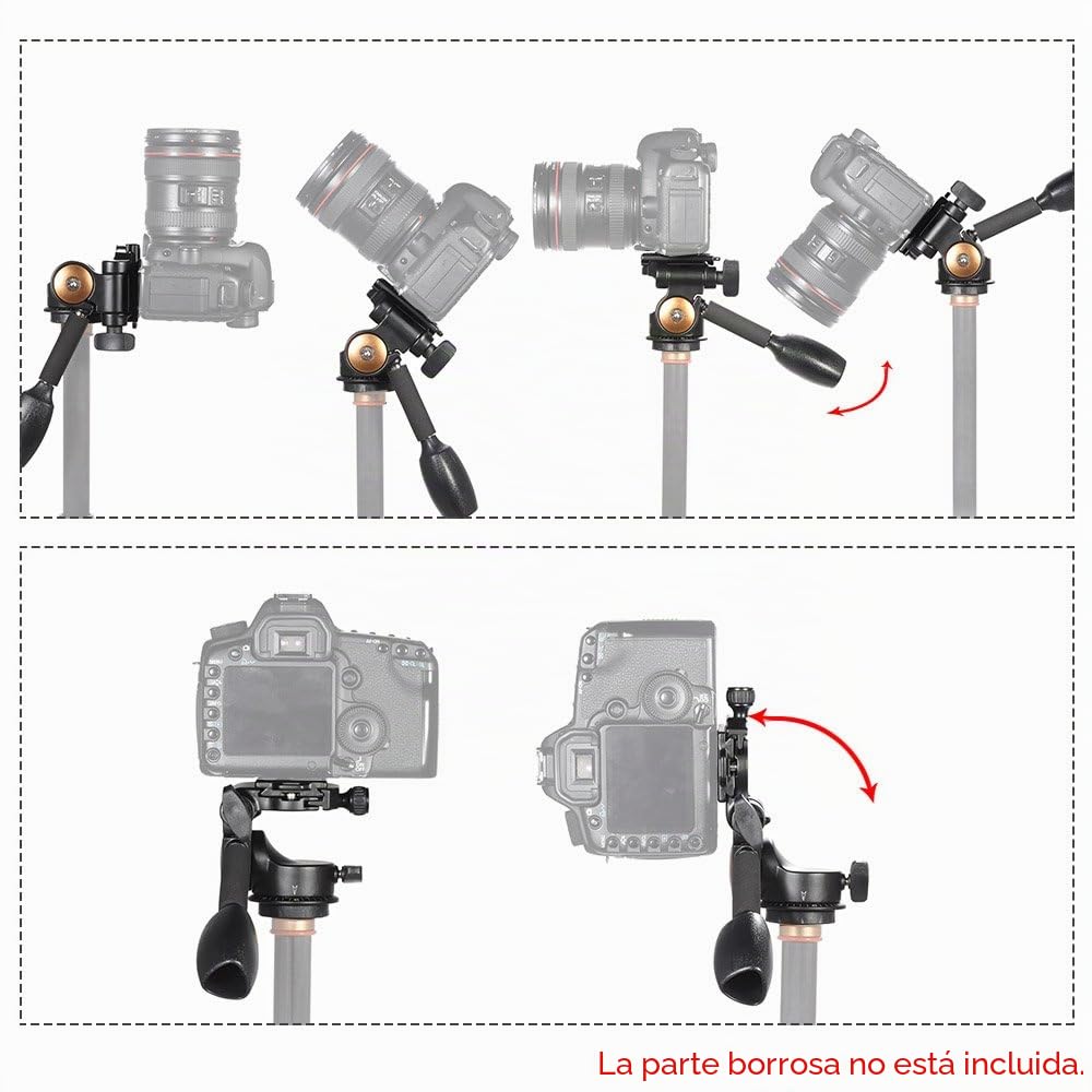 Andoer Rótula de la Cámara (Load 6KG) Q08 video del trípode cabeza de la bola de 3 vías de fluido Cabeza de balancines con placa de liberación rápida para la cámara réflex digital trípode de Monopod