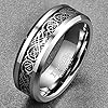 VAKKI 8mm Mens Celtic Dragon Tungsten Carbide Ring Wedding Engagement Bands with Black Carbon Fiber Inlay Size U 1/2 #1