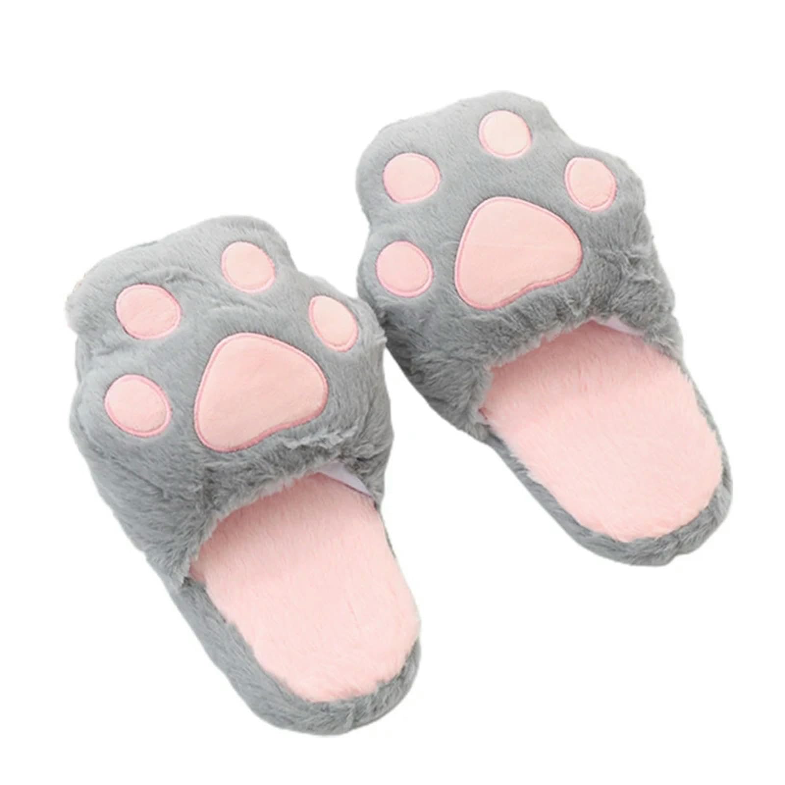 MdybF Pantofole Donna Invernali Pantofole di Cotone Simulazione Femminile Pelliccia di Coniglio Cat Paw Pantofole Indoor Casa Peluche Scarpe Antiscivolo Carino Casa Pantofole