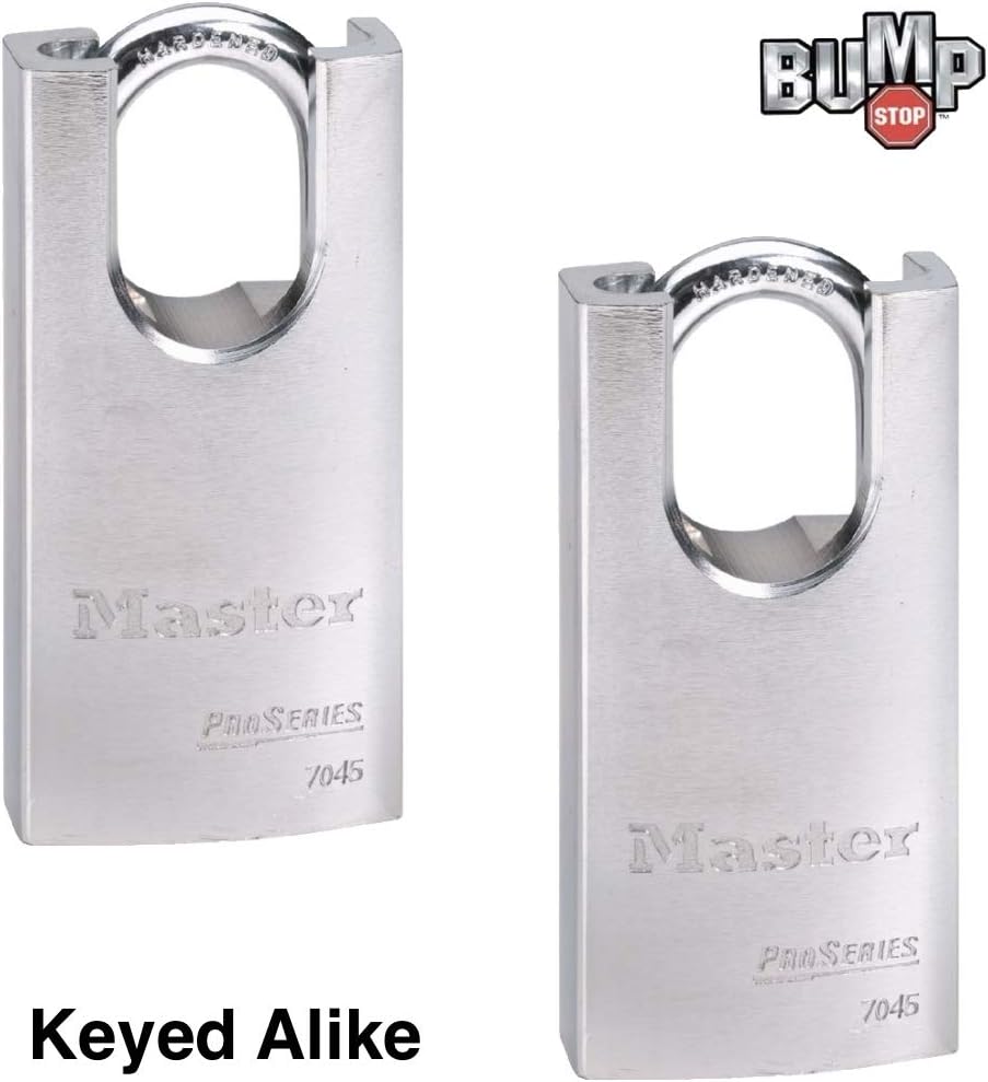 Master Lock - Two (2) High Security Pro Series Padlocks w/ 4 Keys, 7045NKA-2 w/BumpStop Technology