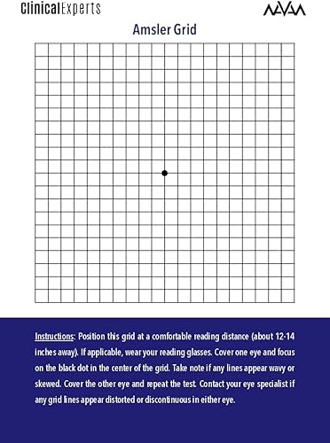 Amsler - Rejilla ocular para detección diaria de enfermedades oculares, incluyendo degeneración macular y glaucoma, magnética y apta para