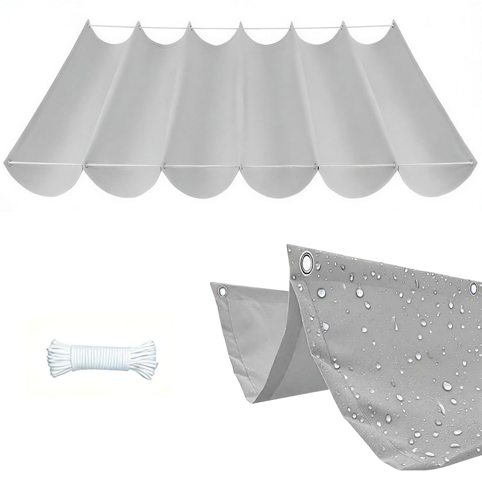 Auvent ondulé étanche 240x805 cm résistant aux UV gris clair