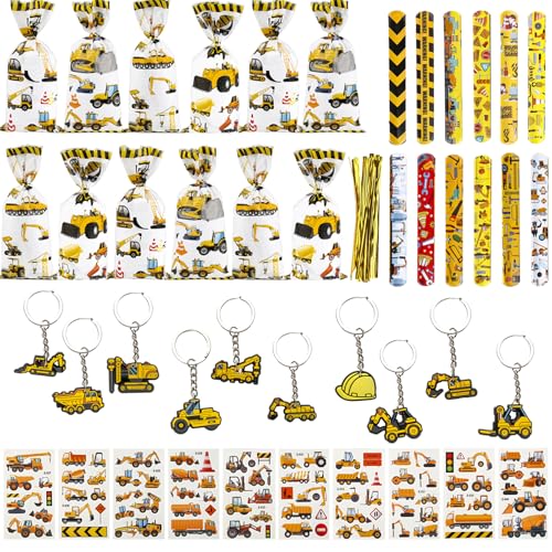 44 Stück Baustelle Party Kindergeburtstag Mitbringsel, Gastgeschenk Kindergeburtstag Bagger, Baustelle Kinder, Traktor Mitbringsel mit Schnapparmband Kinder, Give Aways Kindergeburtstag Traktor