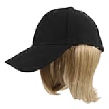MERRYHAPY Short Straight Wig Hat Baseball Cap with Hair Extensions for Women Adjustable Baseball Cap with Hair Attached for Daily Wear and Casual Outings