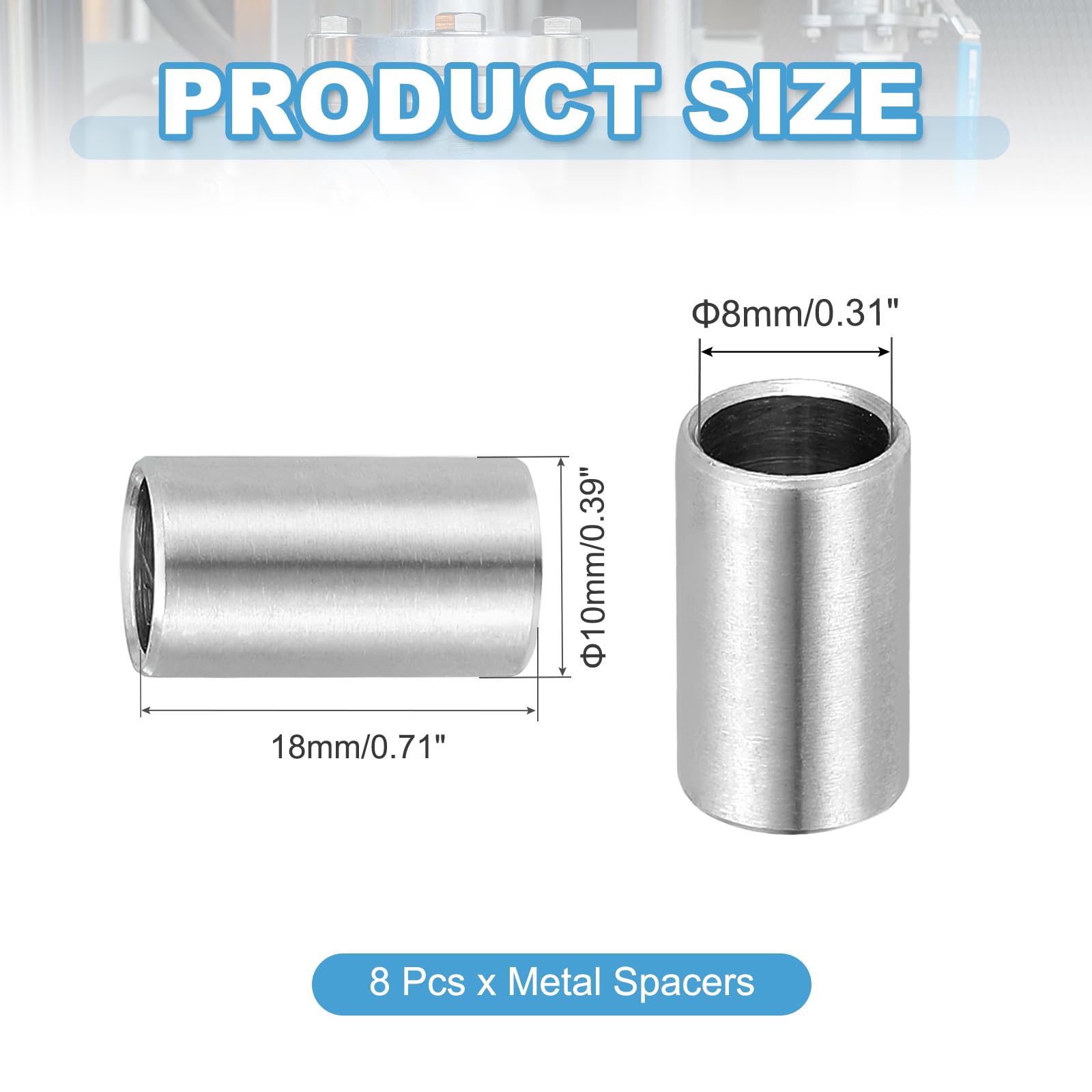 PATIKIL 8 Pcs Stainless Steel Spacers - Image 2